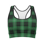 Black And Green Tartan Pattern Print Women's Sports Bra