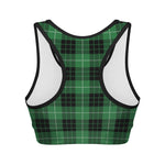 Black And Green Tartan Pattern Print Women's Sports Bra