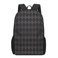 Black And Grey Argyle Pattern Print 17 Inch Backpack