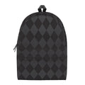 Black And Grey Argyle Pattern Print School Backpack