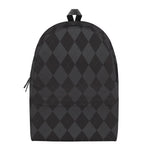Black And Grey Argyle Pattern Print Backpack