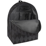 Black And Grey Argyle Pattern Print Backpack