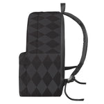 Black And Grey Argyle Pattern Print Backpack