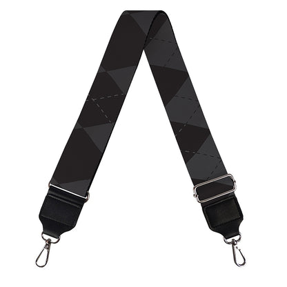 Black And Grey Argyle Pattern Print Bag Strap