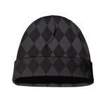 Black And Grey Argyle Pattern Print Beanie