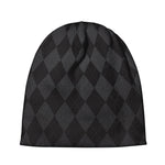 Black And Grey Argyle Pattern Print Beanie