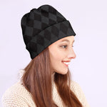 Black And Grey Argyle Pattern Print Beanie