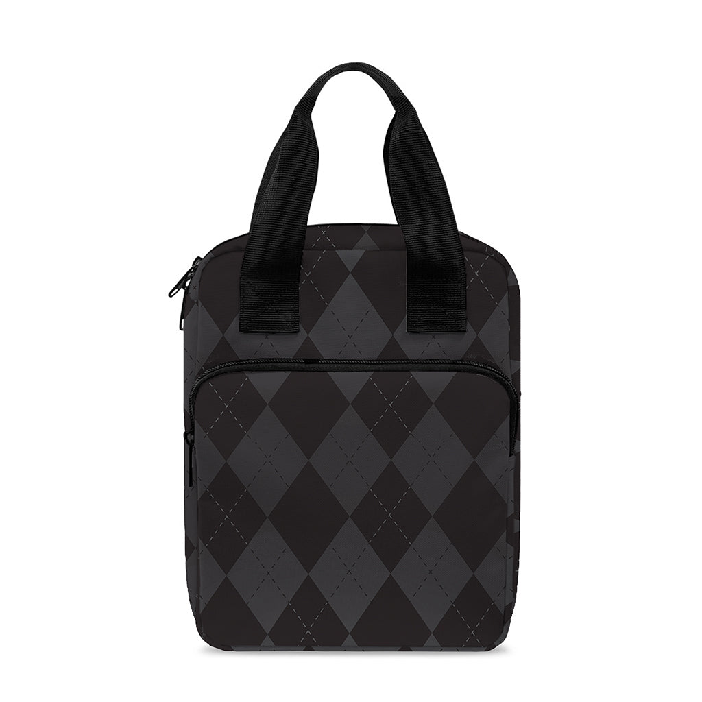 Black And Grey Argyle Pattern Print Bible Tote Bag
