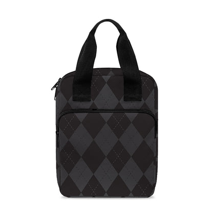 Black And Grey Argyle Pattern Print Bible Tote Bag