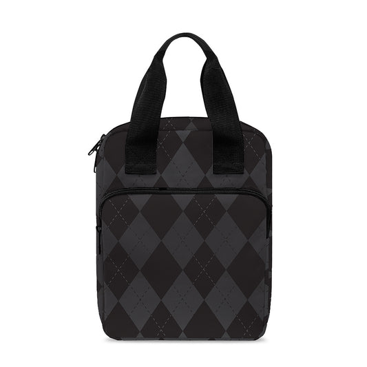 Black And Grey Argyle Pattern Print Bible Tote Bag