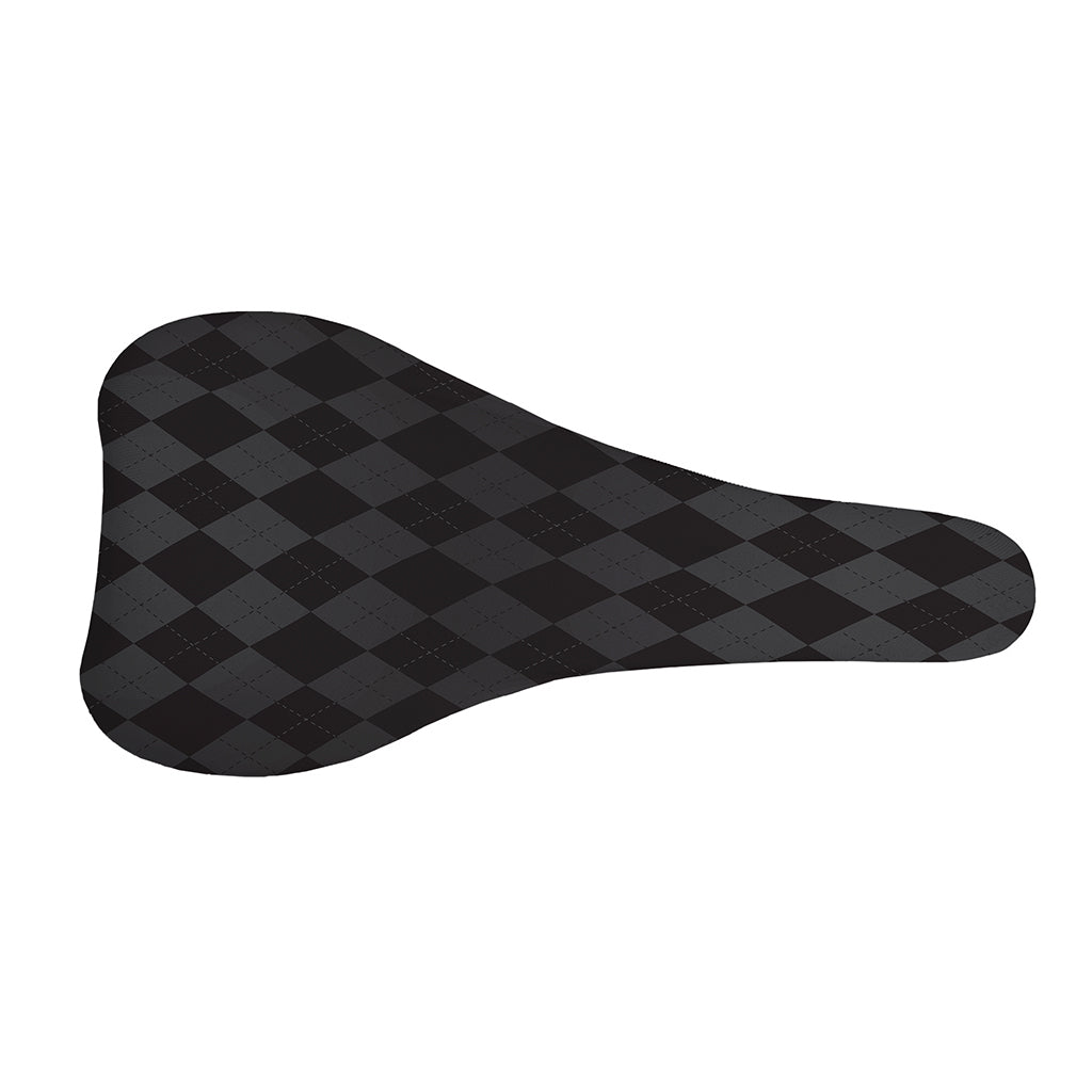 Black And Grey Argyle Pattern Print Bicycle Seat Cover