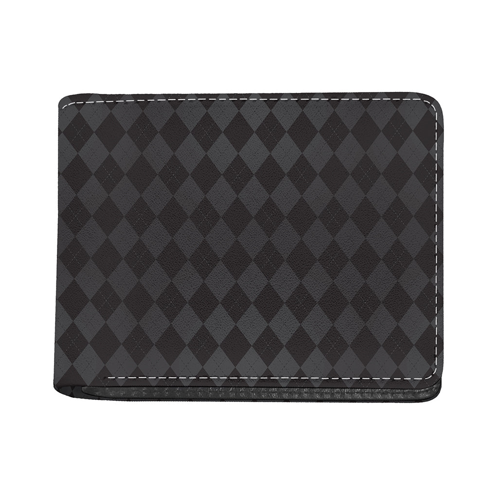 Black And Grey Argyle Pattern Print Bifold Wallet