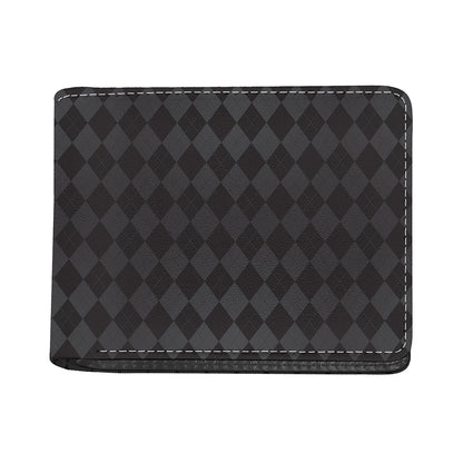 Black And Grey Argyle Pattern Print Bifold Wallet