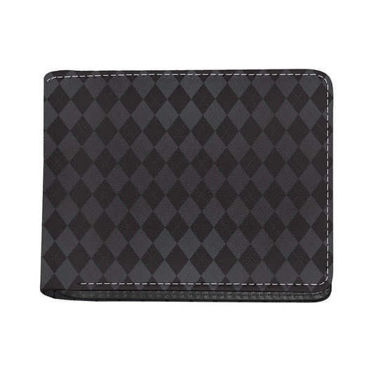 Black And Grey Argyle Pattern Print Bifold Wallet
