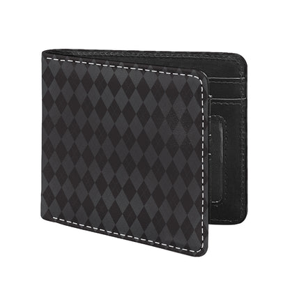 Black And Grey Argyle Pattern Print Bifold Wallet