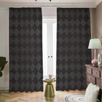 Black And Grey Argyle Pattern Print Blackout Pencil Pleat Curtains