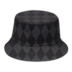 Black And Grey Argyle Pattern Print Bucket Hat