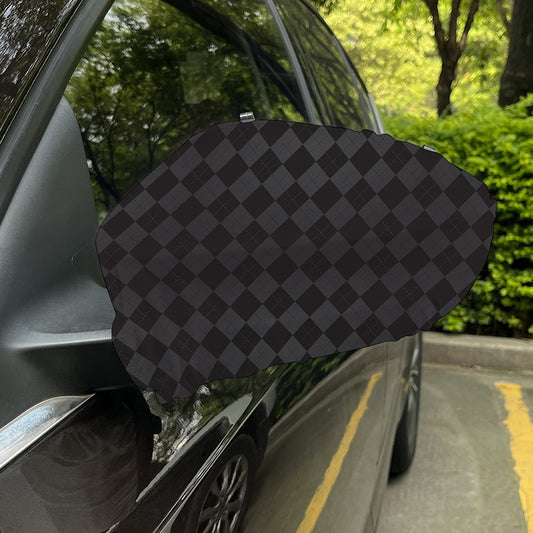 Black And Grey Argyle Pattern Print Car Side Mirror Covers