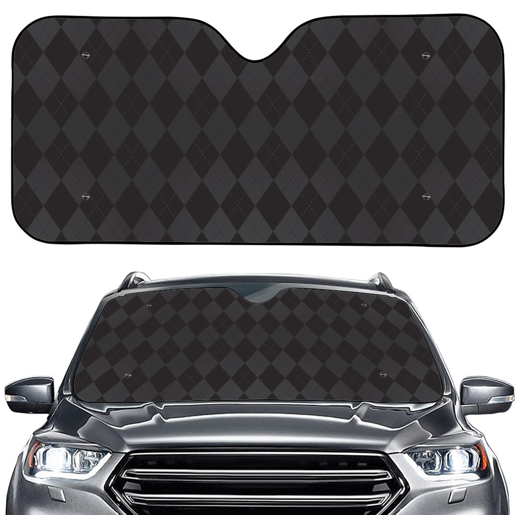 Black And Grey Argyle Pattern Print Car Windshield Sun Shade