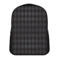 Black And Grey Argyle Pattern Print Casual Backpack