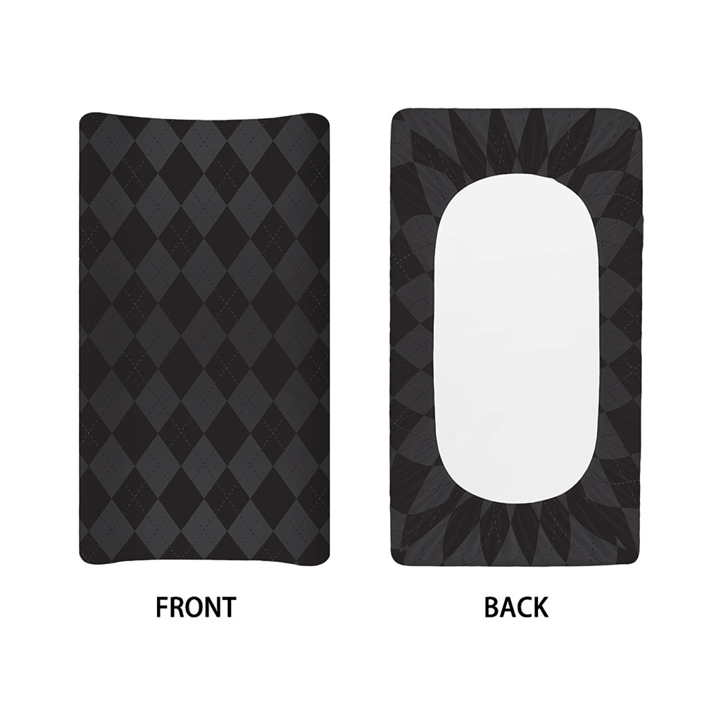 Black And Grey Argyle Pattern Print Changing Pad Cover
