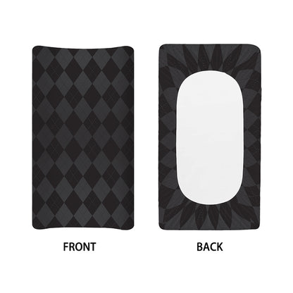 Black And Grey Argyle Pattern Print Changing Pad Cover