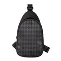 Black And Grey Argyle Pattern Print Sling Bag