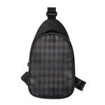 Black And Grey Argyle Pattern Print Chest Bag