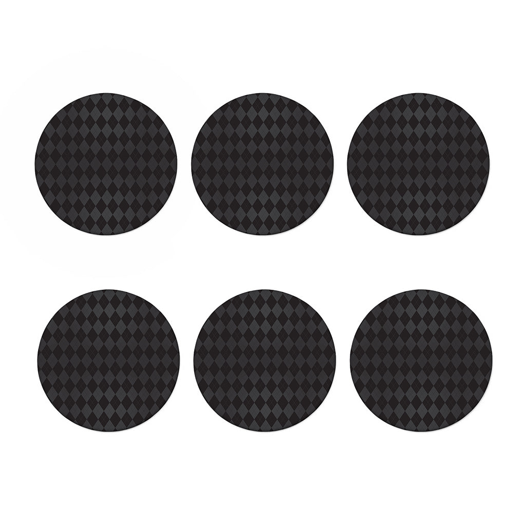 Black And Grey Argyle Pattern Print Coaster Set