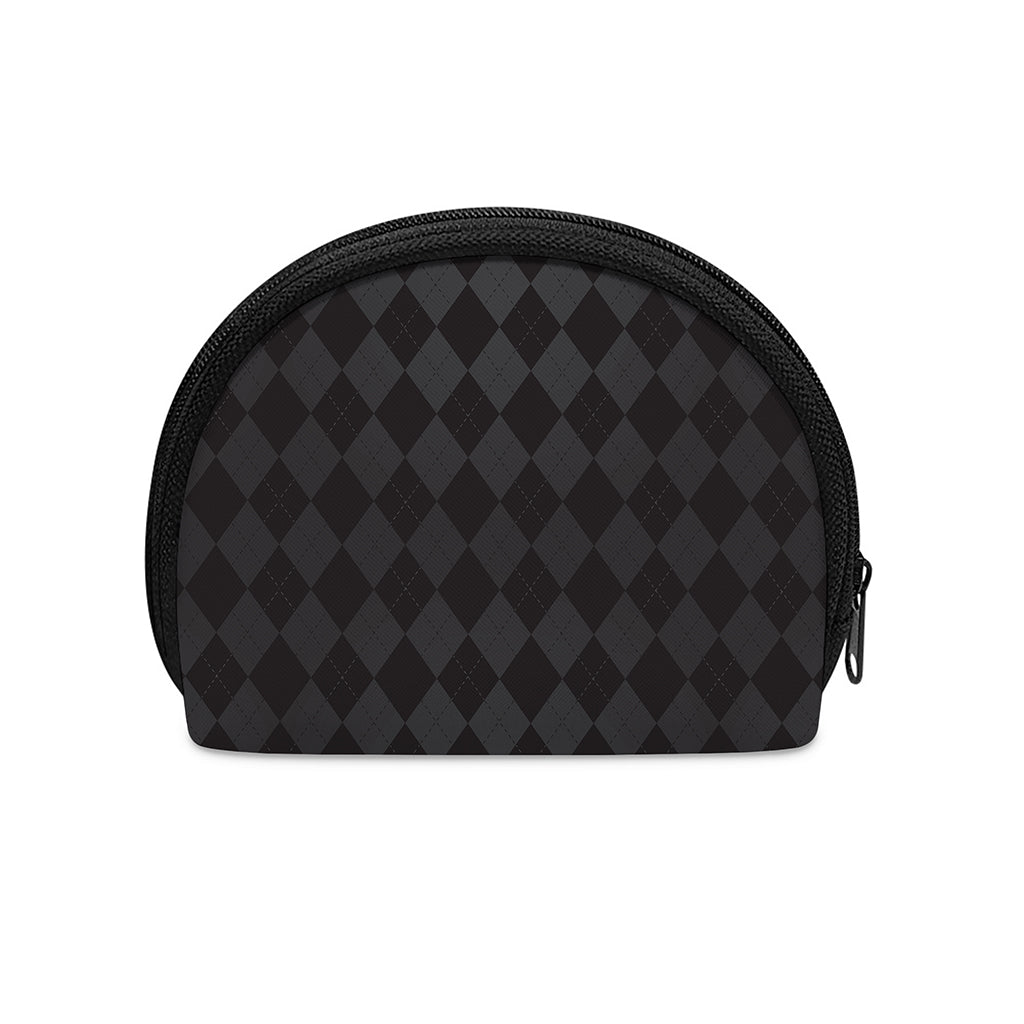 Black And Grey Argyle Pattern Print Coin Purse
