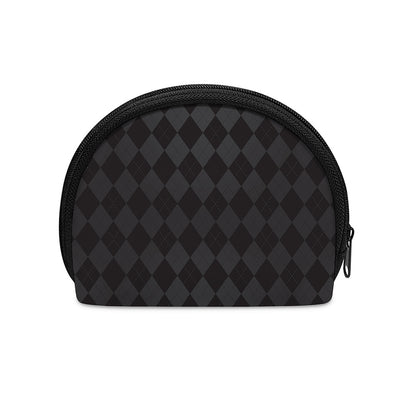 Black And Grey Argyle Pattern Print Coin Purse