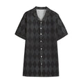 Black And Grey Argyle Pattern Print Cotton Hawaiian Shirt