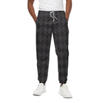 Black And Grey Argyle Pattern Print Cotton Pants