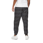 Black And Grey Argyle Pattern Print Cotton Pants