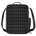 Black And Grey Argyle Pattern Print Crossbody Lunch Bag