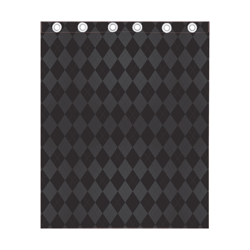 Black And Grey Argyle Pattern Print Curtain