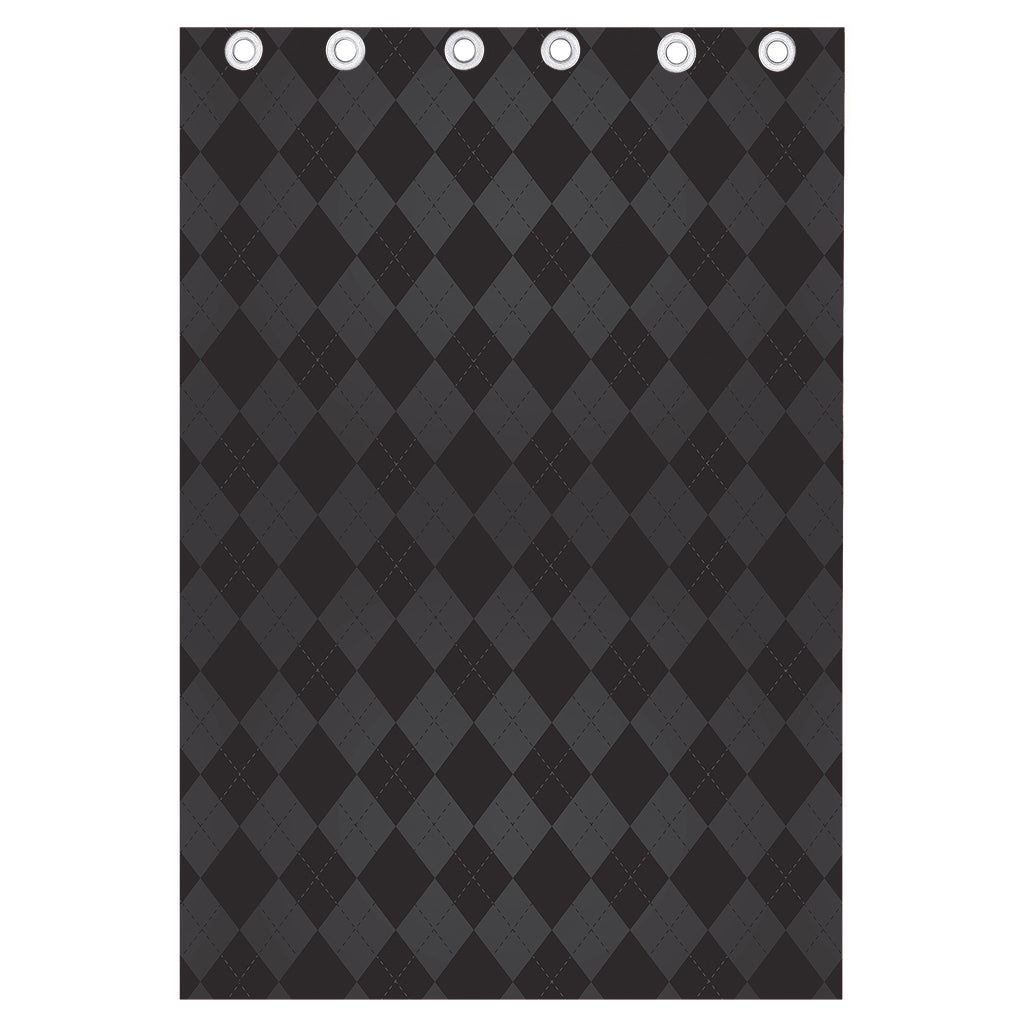 Black And Grey Argyle Pattern Print Curtain