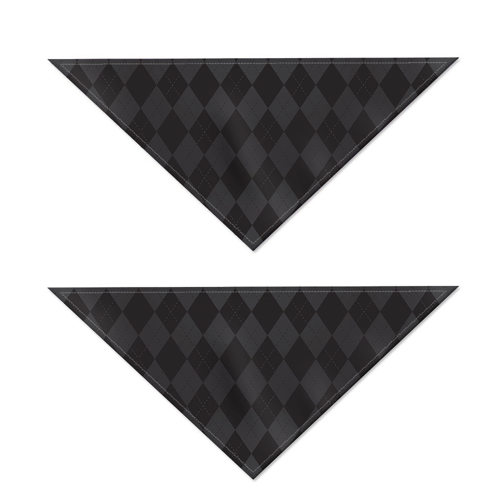 Black And Grey Argyle Pattern Print Dog Bandana