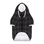 Black And Grey Argyle Pattern Print Dog Zip Up Hoodie