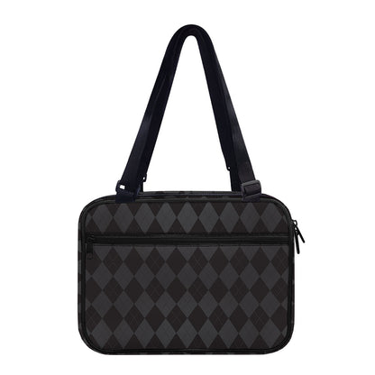 Black And Grey Argyle Pattern Print Double Strap Bible Bag