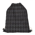 Black And Grey Argyle Pattern Print Drawstring Bag