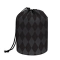 Black And Grey Argyle Pattern Print Drawstring Makeup Bag