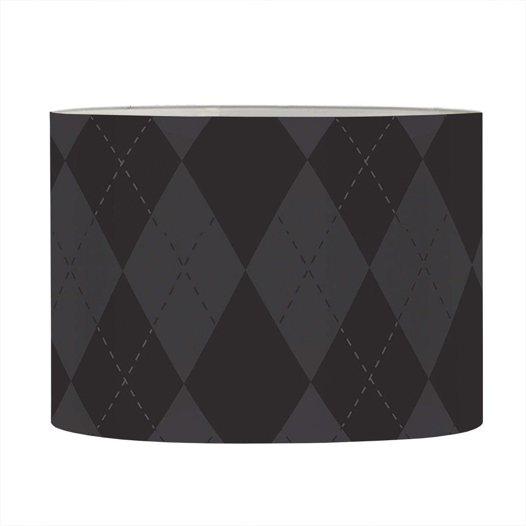 Black And Grey Argyle Pattern Print Drum Lamp Shade