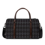 Black And Grey Argyle Pattern Print Duffle Bag