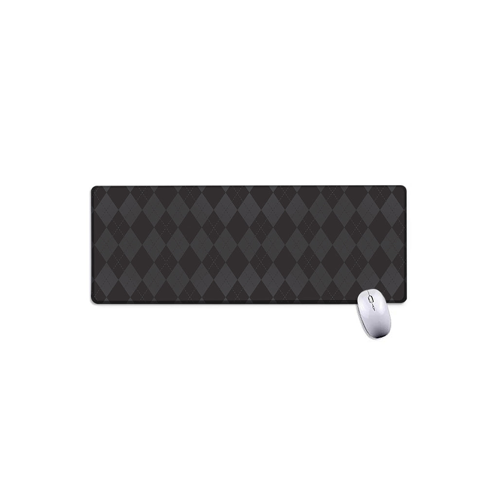 Black And Grey Argyle Pattern Print Extended Mouse Pad