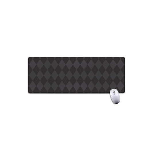 Black And Grey Argyle Pattern Print Extended Mouse Pad