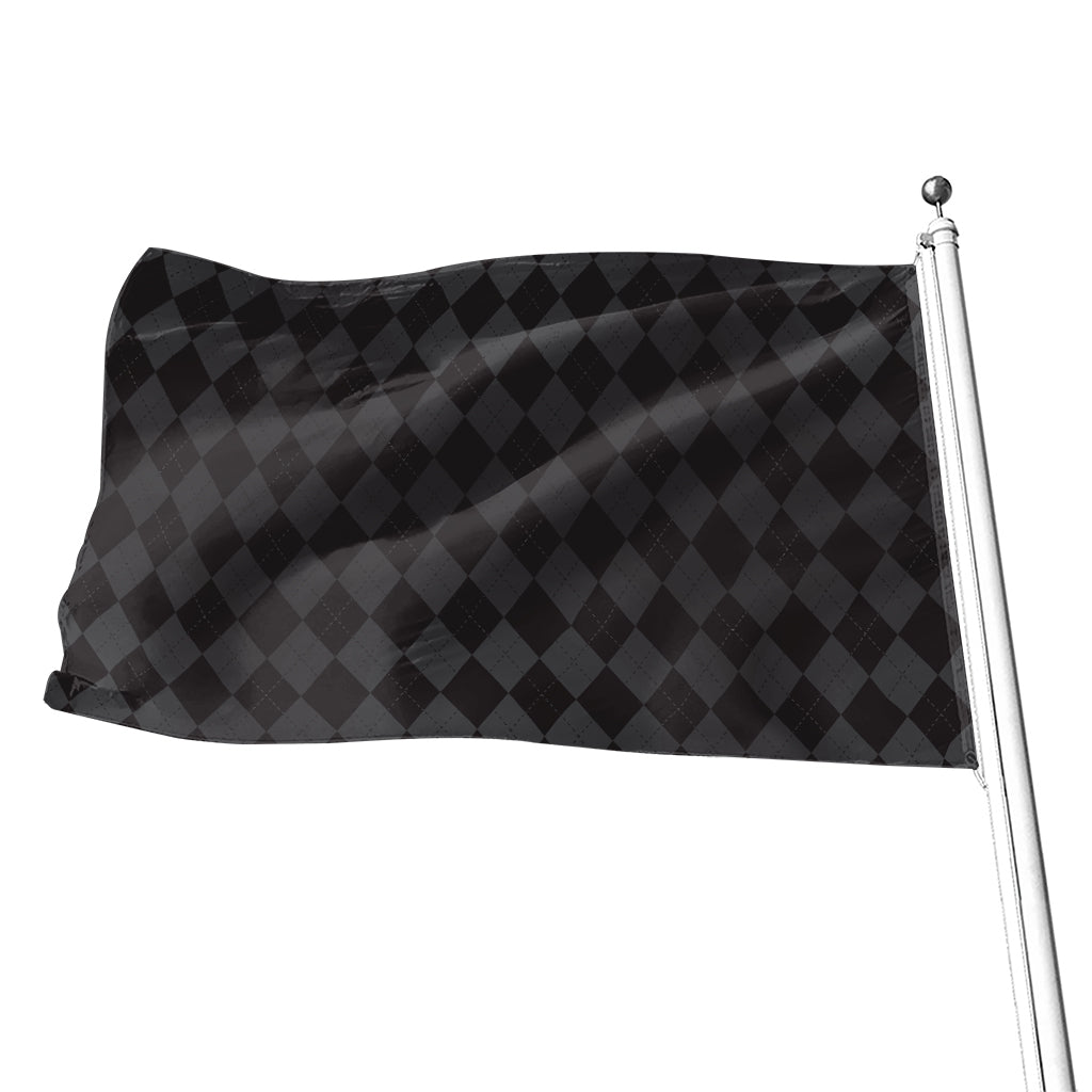 Black And Grey Argyle Pattern Print Flag