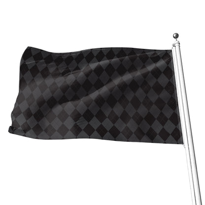 Black And Grey Argyle Pattern Print Flag