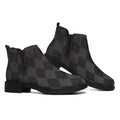 Black And Grey Argyle Pattern Print Flat Ankle Boots