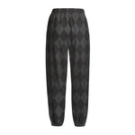 Black And Grey Argyle Pattern Print Fleece Lined Knit Pants